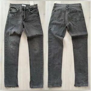 Zara Dark Gray Full Length Mid-Rise Jeans Slim Split Hems